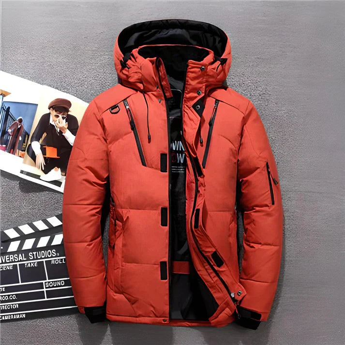 Herren Winter-Pufferjacke mit Kapuze - Wasserabweisend und Warm