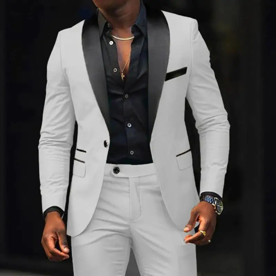 Herren Slim Fit Anzug Set - Mit Schalkragen und Weste