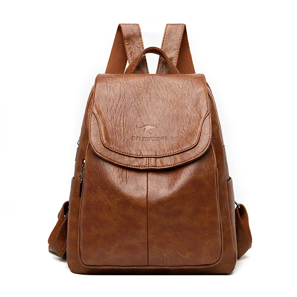 Stylischer Damen Leder Rucksack – Anti-Diebstahl Design