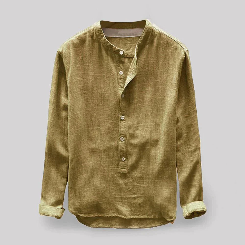 Klassisches Langarm-Henley-Shirt mit Knopfleiste für Herren
