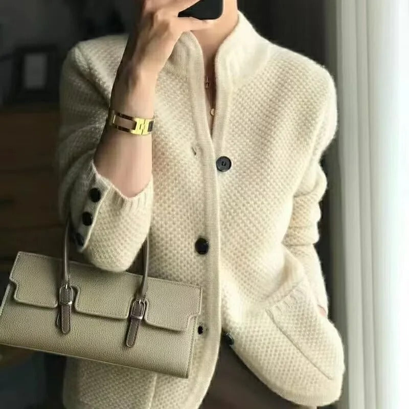 Damen Gemütlicher Strick-Cardigan – Mock-Neck Detail