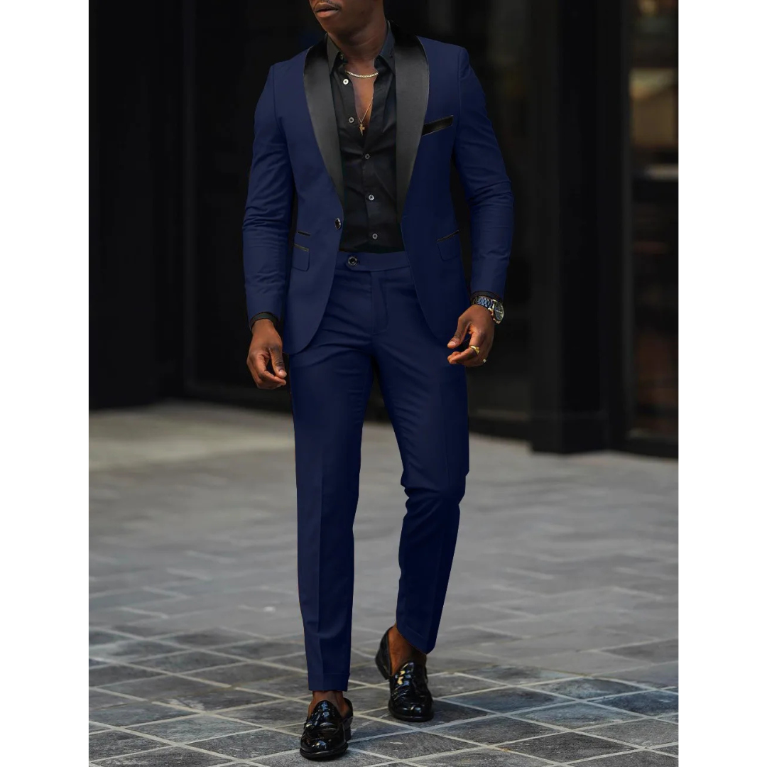 Herren Slim Fit Anzug Set - Mit Schalkragen und Weste