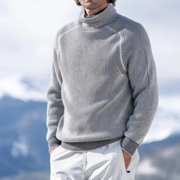 Herren Rippstrick-Pullover – Pullover-Stil mit Stehkragen