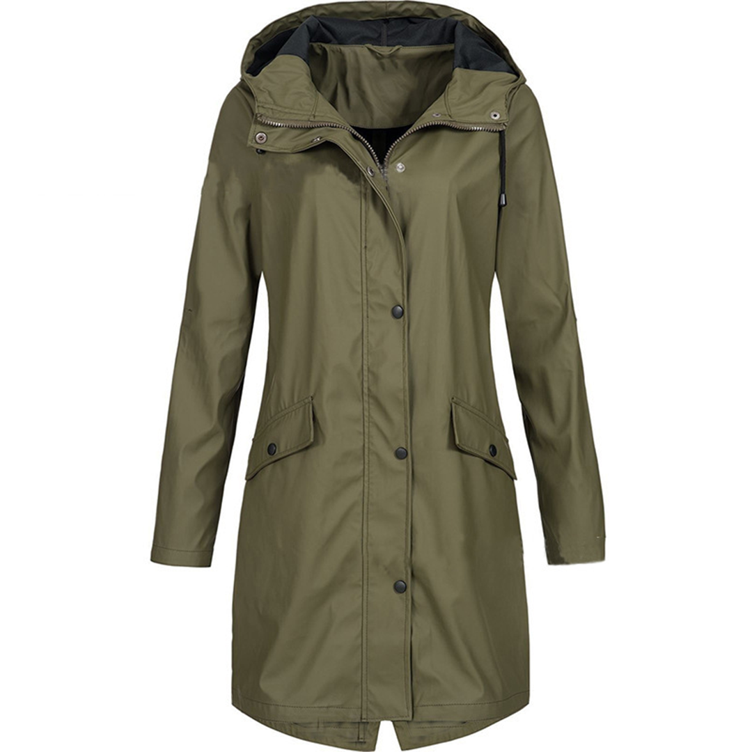 Damen Lange Wasserdichte Kapuzenjacke - Stilvoll und Funktionell