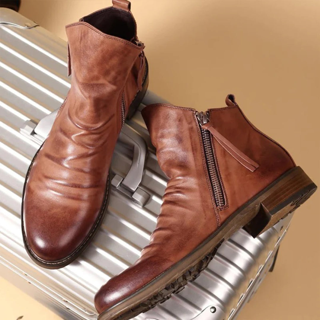 Herren Vintage Stiefeletten - Mit Seitlichem Reißverschluss