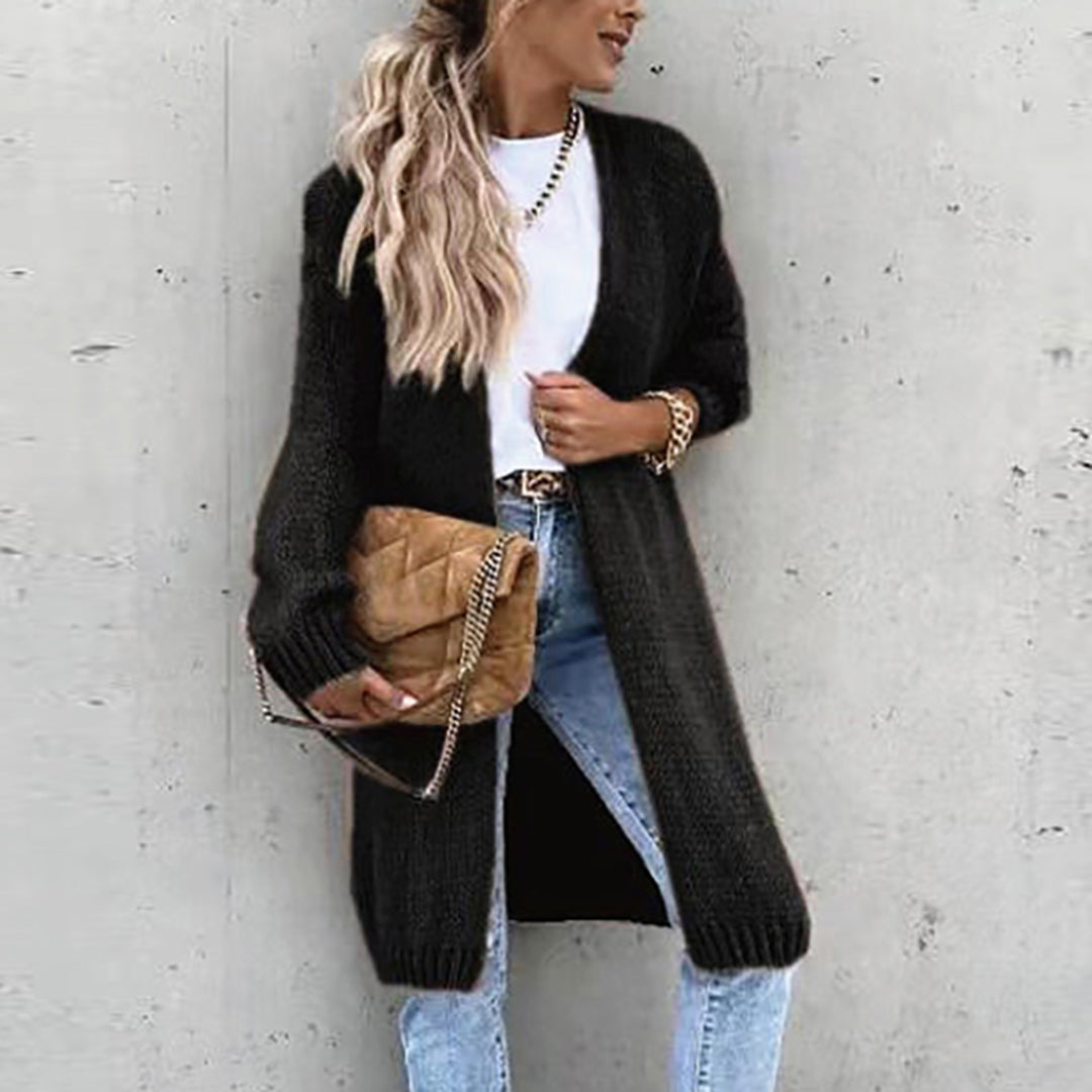 Lange Strickjacke für Damen – offenes Design