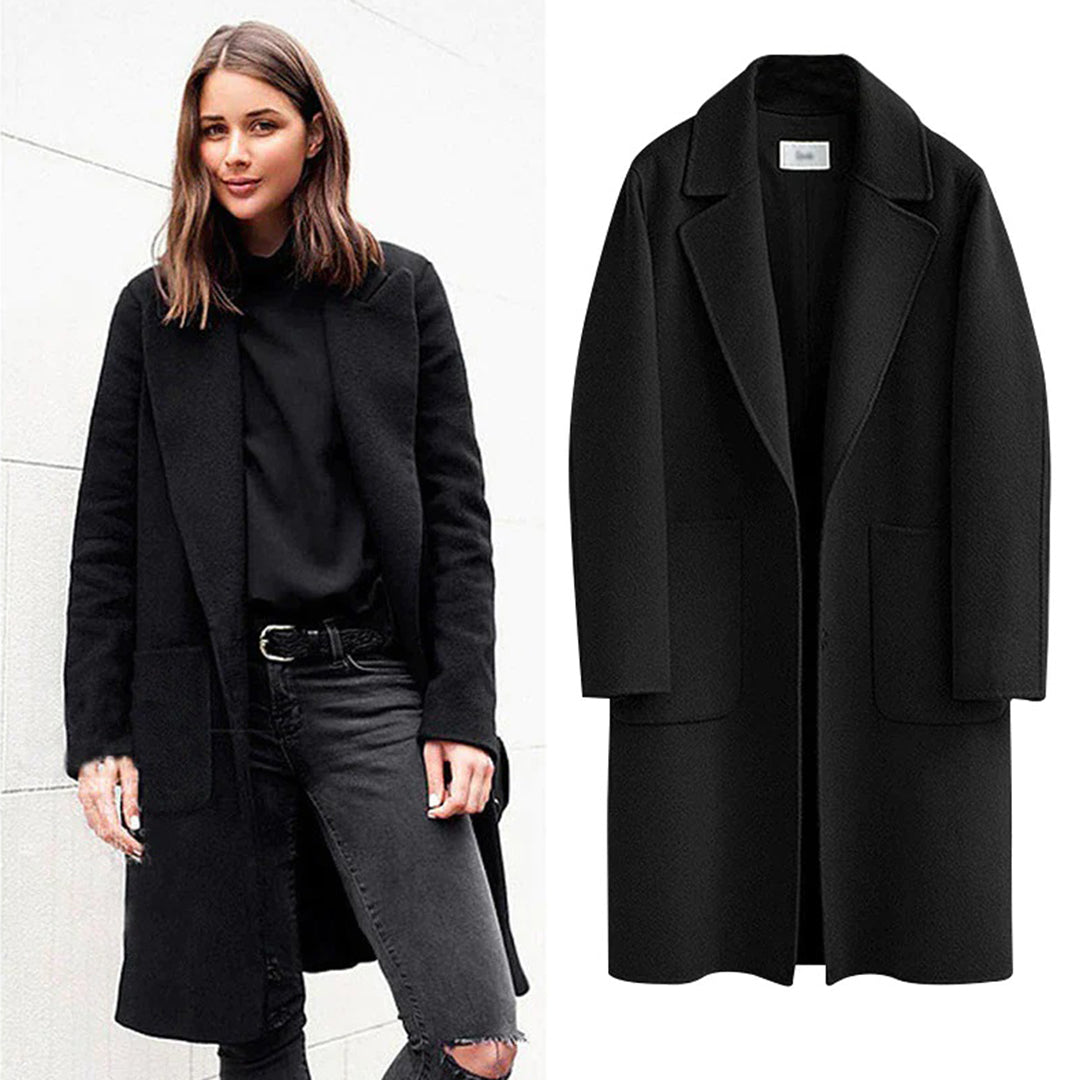 Damen Langer Mantel - Lockere Passform mit Breitem Revers