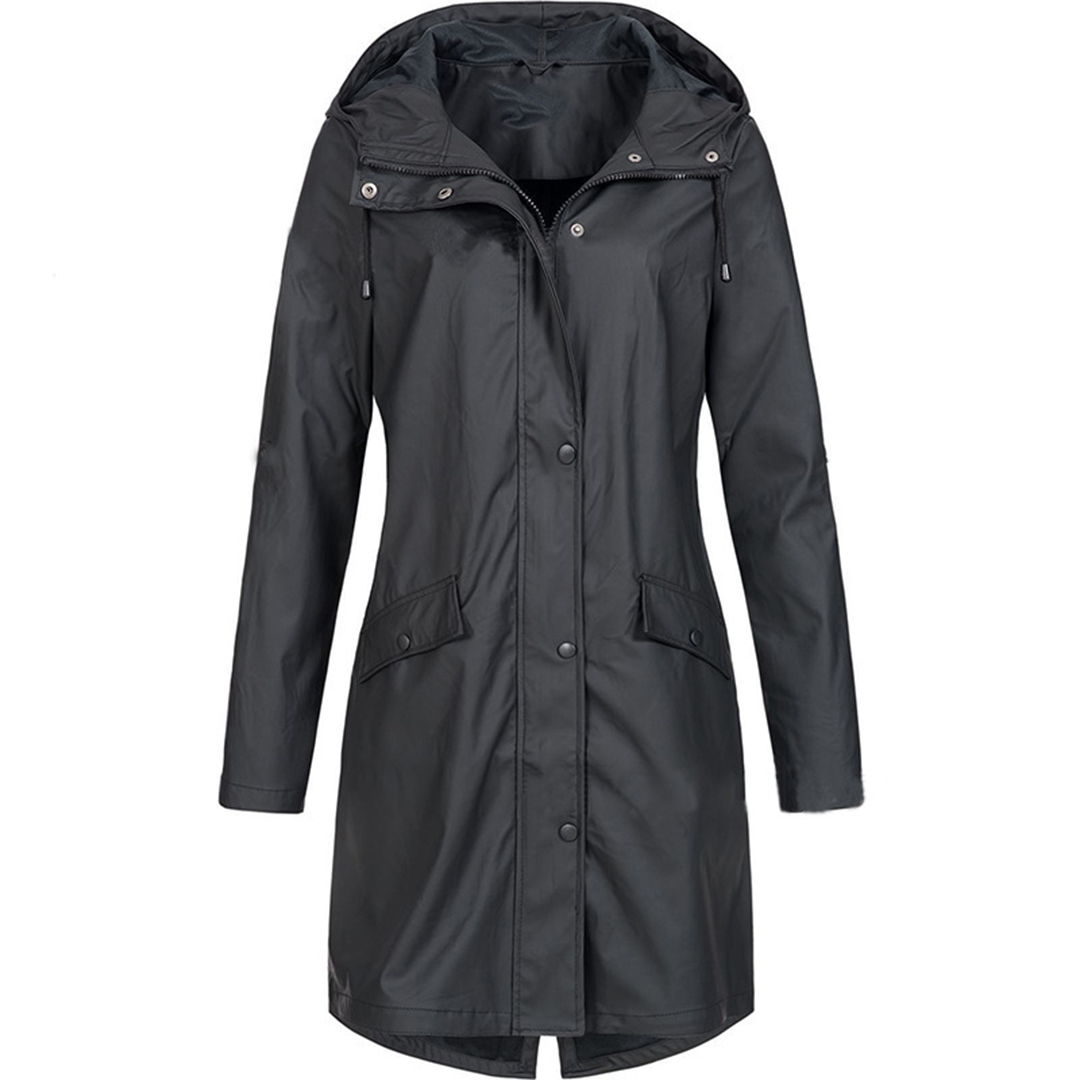 Damen Lange Wasserdichte Kapuzenjacke - Stilvoll und Funktionell