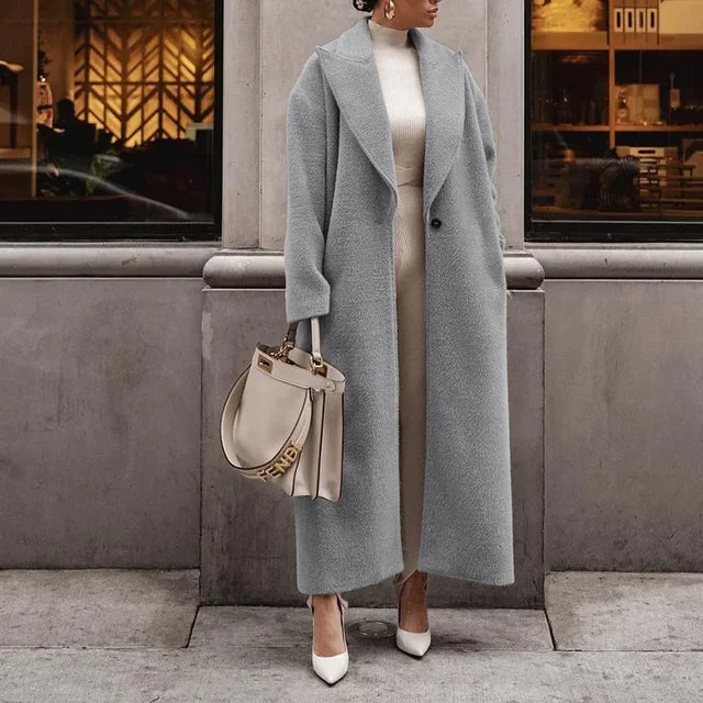 Damen Langer Oversize Mantel - Offene Vorderseite mit Reverskragen