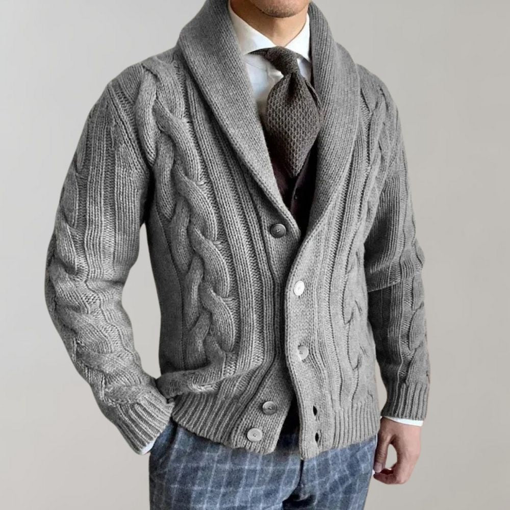 Herren-Strickjacke mit Zopfmuster – Slim-Fit-Schnitt