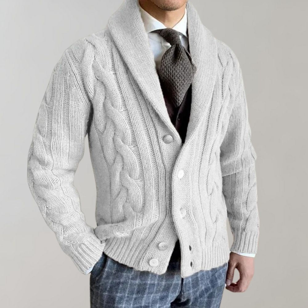 Herren-Strickjacke mit Zopfmuster – Slim-Fit-Schnitt