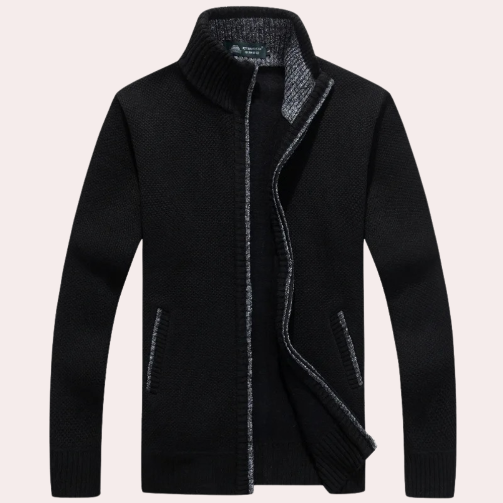 Warmer Strickcardigan für Herren – Gemütliches kariertes Futter