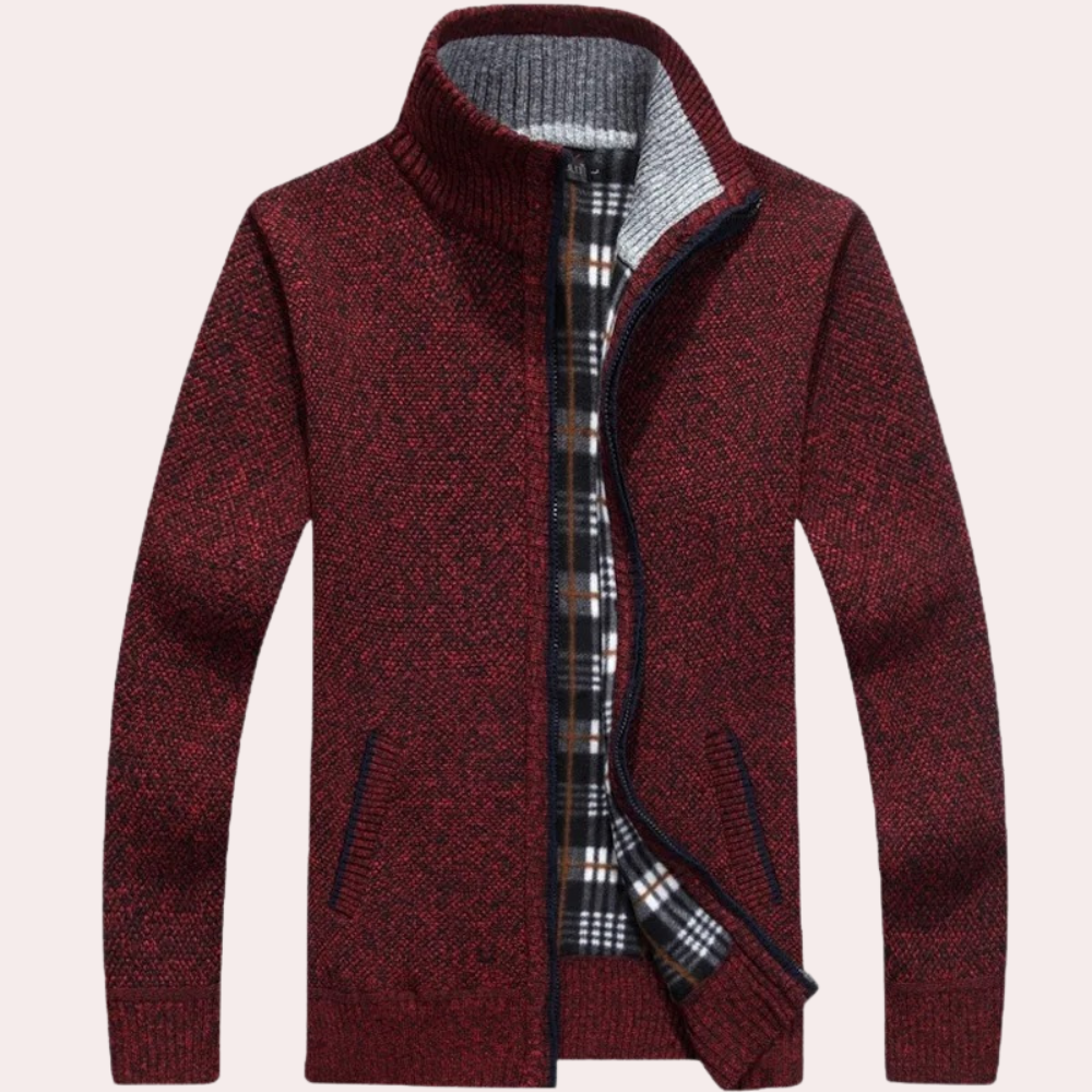 Warmer Strickcardigan für Herren – Gemütliches kariertes Futter