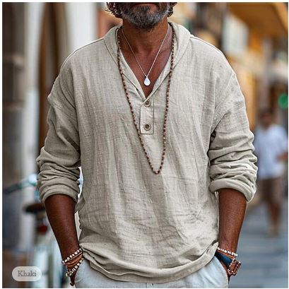 Stylisches und Bequemes Leinen Henley Shirt für Herren