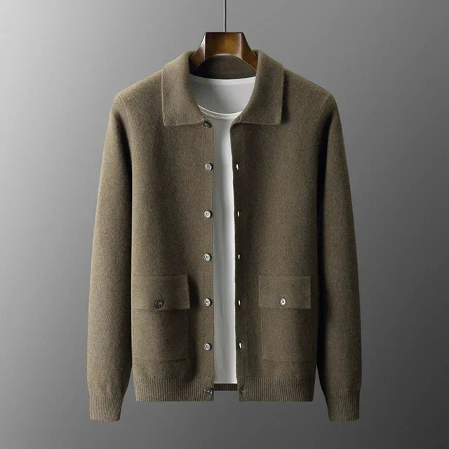 Herren Strickjacke - Durchgehender Knopfverschluss mit Pattentaschen