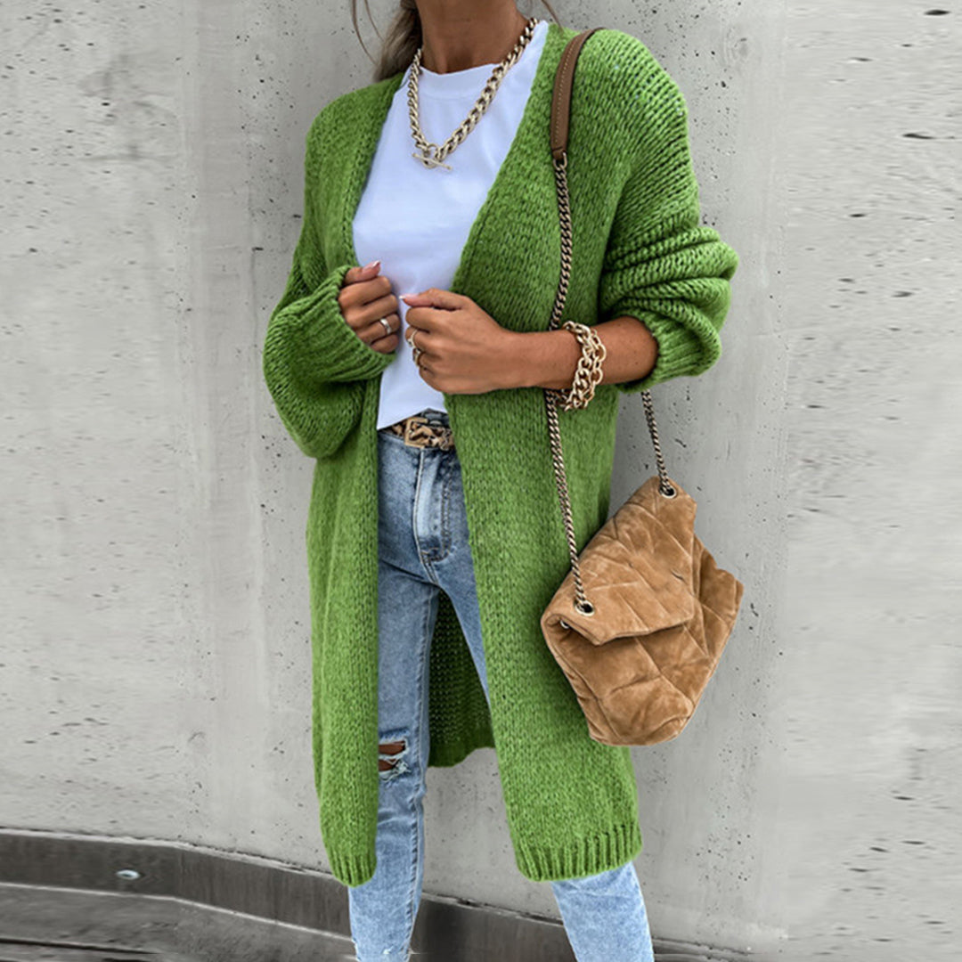 Lange Strickjacke für Damen – offenes Design