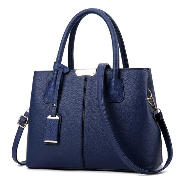 Stilvolle Damen Leder Tote Bag – Metallverschluss-Detail
