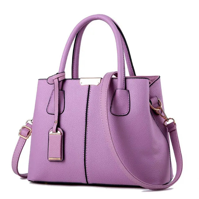 Stilvolle Damen Leder Tote Bag – Metallverschluss-Detail