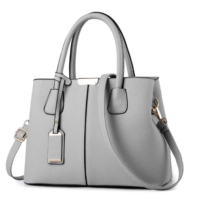 Stilvolle Damen Leder Tote Bag – Metallverschluss-Detail