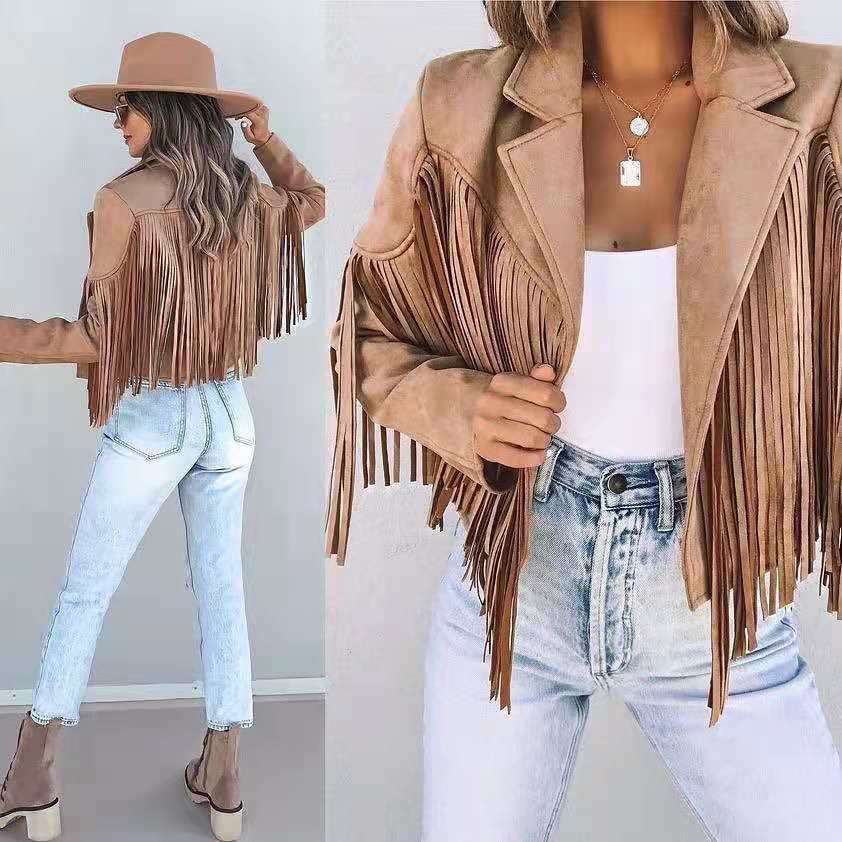 Boho und Trendy Stylische Fransenjacke für Damen