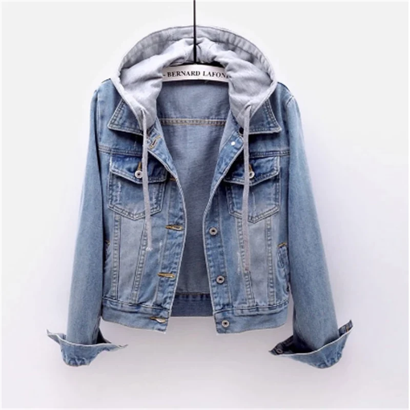 Damen Jeansjacke mit Kapuze – Lässiger Streetwear-Look