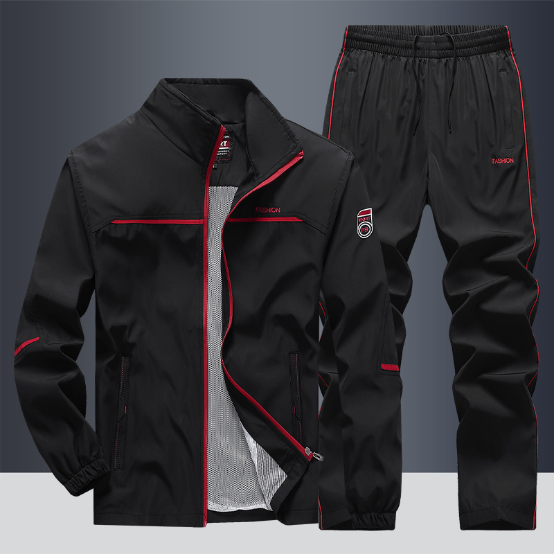 Herren Windbreaker-Stil Trainingsanzug-Set - Reißverschlussjacke & Jogginghose