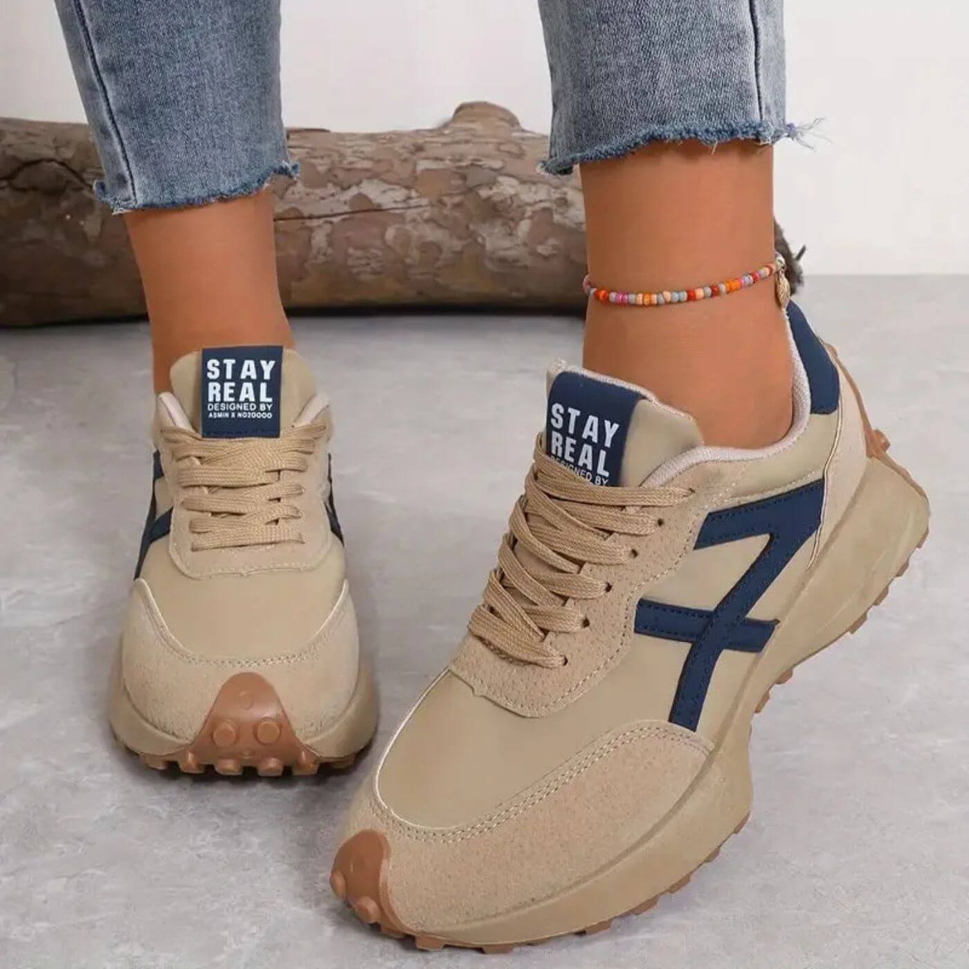 Damen Schnür-Sneakers - Retro Stil mit Chunky Sohle
