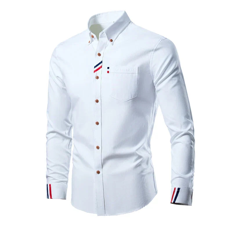 Herren Slim Fit Hemd - Mit Button-Down Kragen und Gestreiften Akzenten