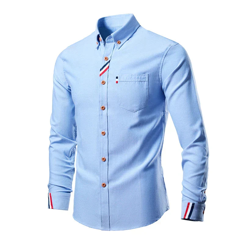 Herren Slim Fit Hemd - Mit Button-Down Kragen und Gestreiften Akzenten