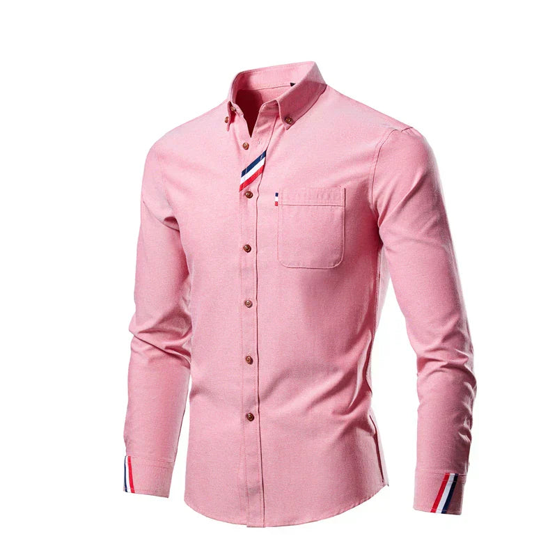 Herren Slim Fit Hemd - Mit Button-Down Kragen und Gestreiften Akzenten