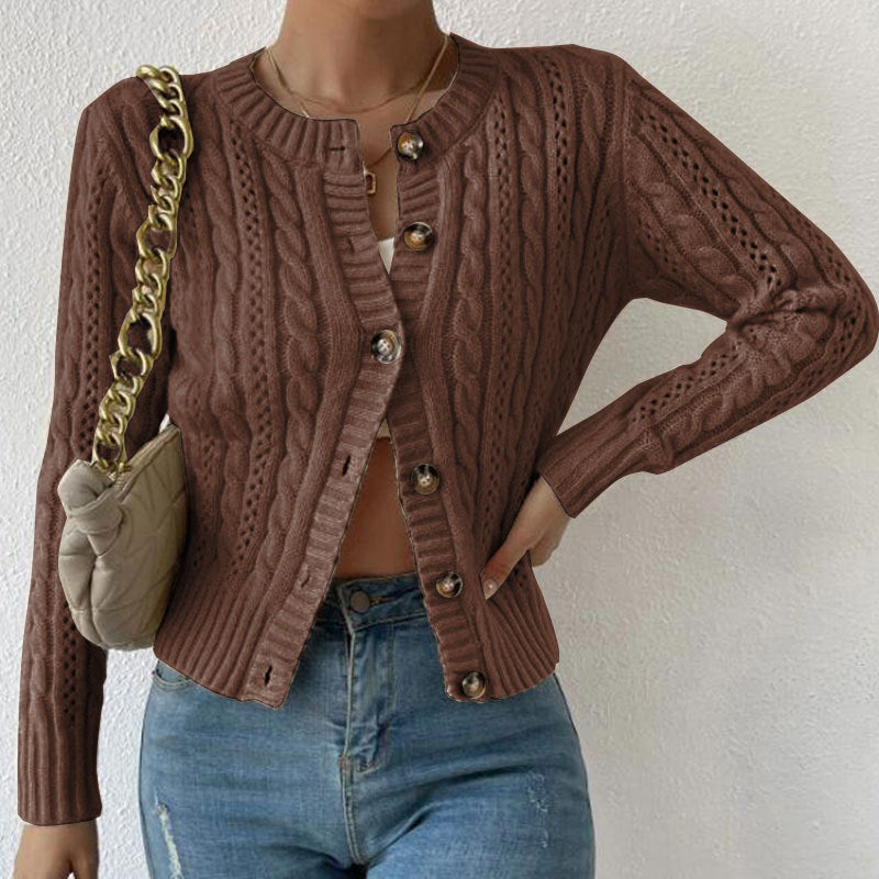 Damen Eleganter Strick-Cardigan - Strukturiertes Zopfmuster-Design