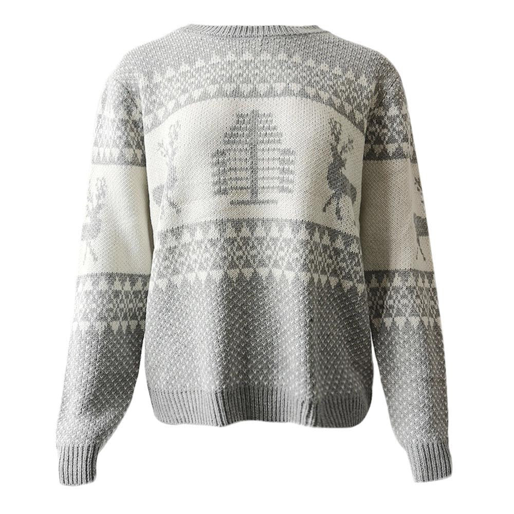 Damen Weihnachts Pullover - Nordisches Muster und Rundhalsausschnitt