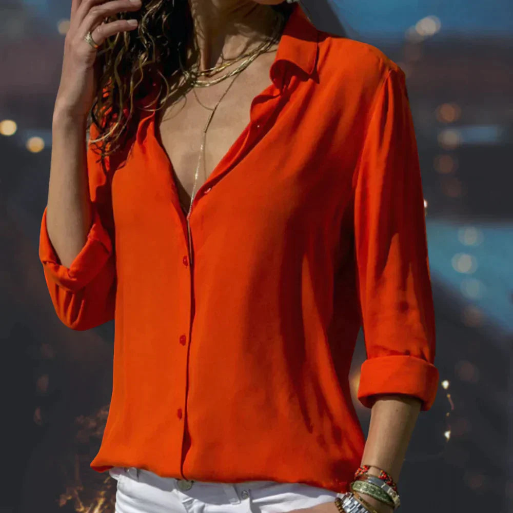 Vielseitige Langarm Bluse mit Kragen Für Damen