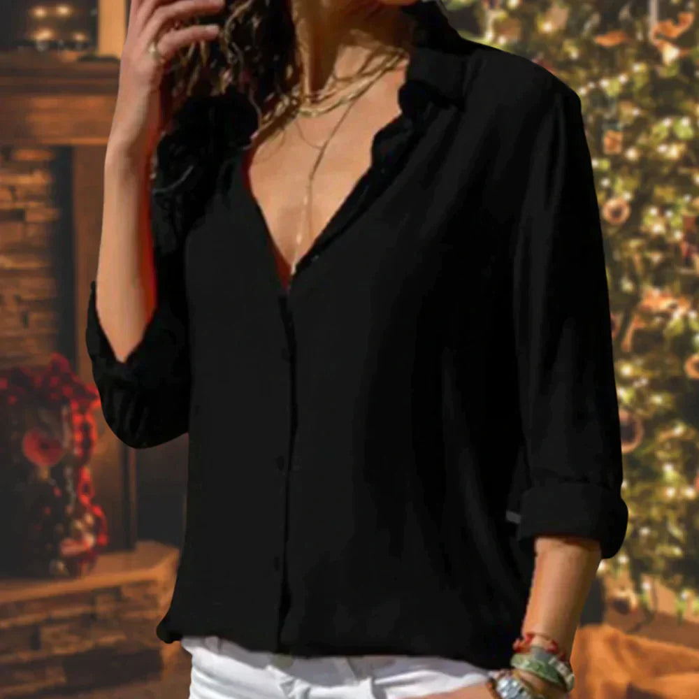 Vielseitige Langarm Bluse mit Kragen Für Damen
