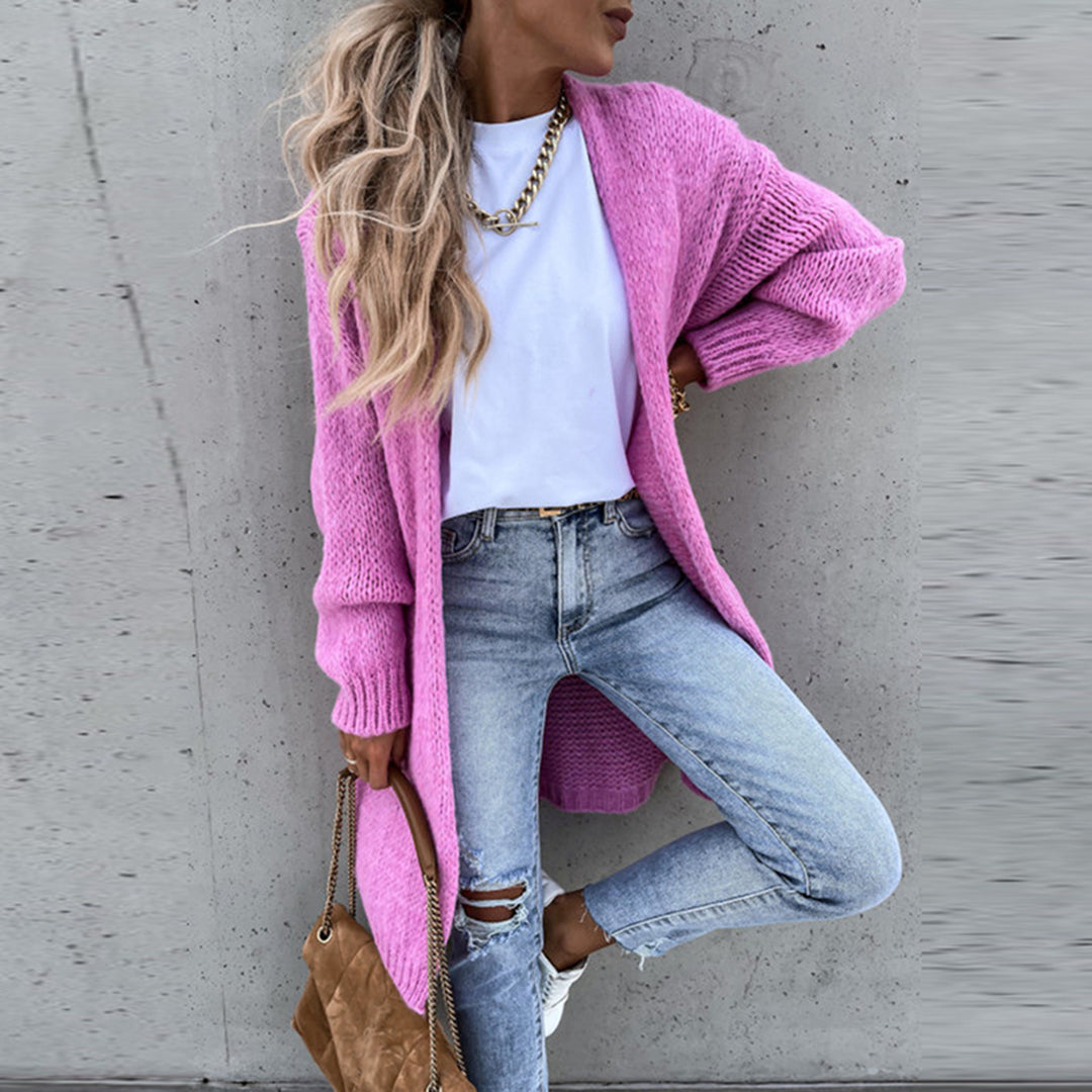 Lange Strickjacke für Damen – offenes Design