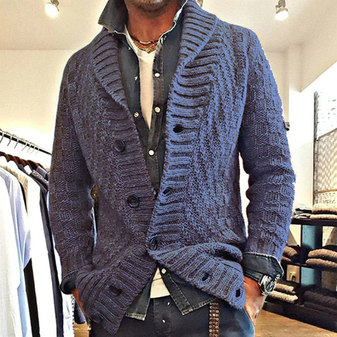 Herren Warmer Schalkragen-Cardigan - Klobiges Rippendesign