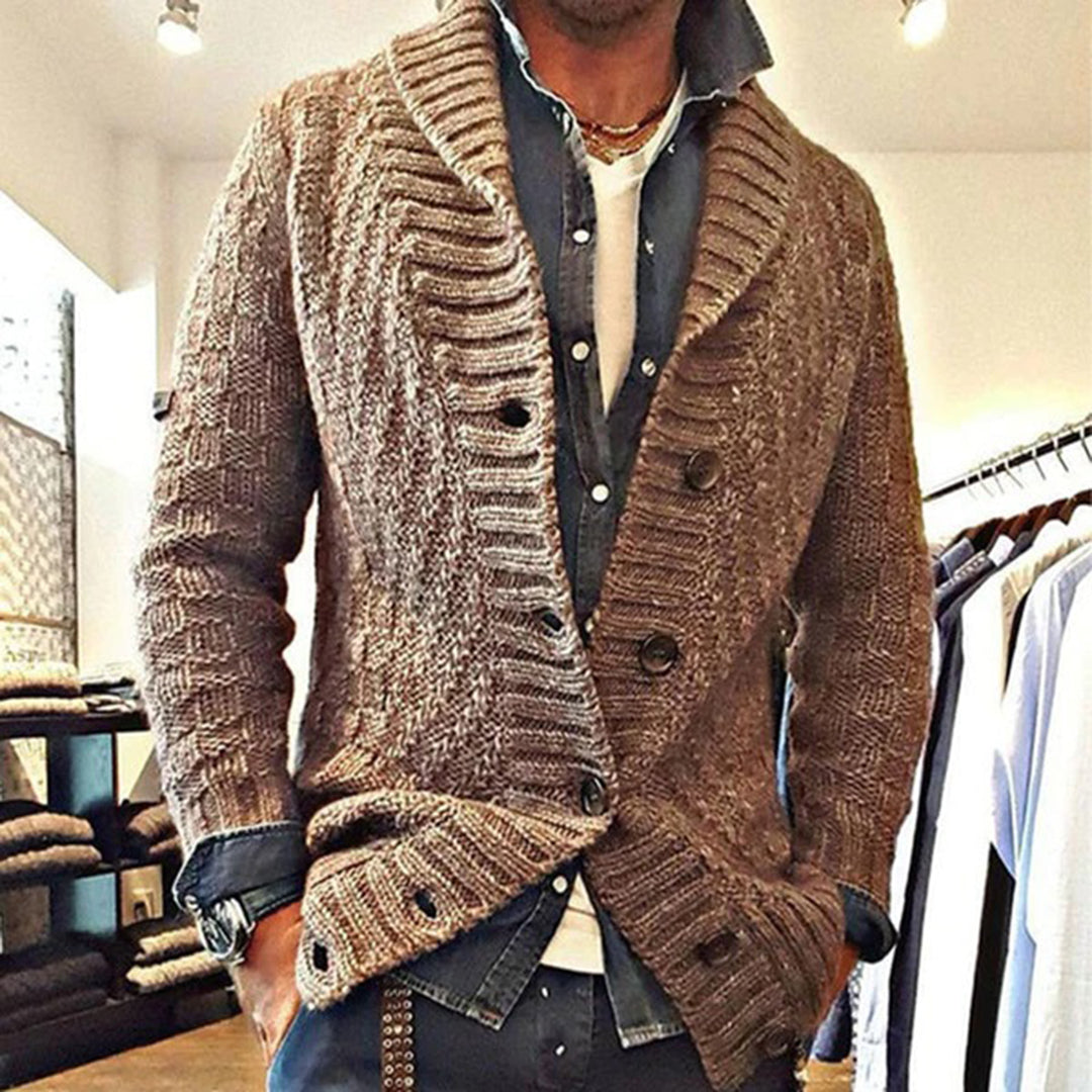 Herren Warmer Schalkragen-Cardigan - Klobiges Rippendesign