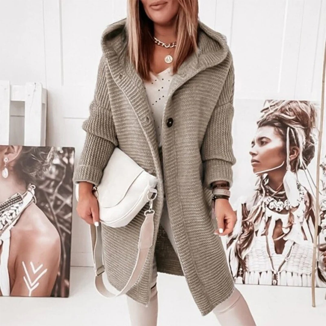 Warmer Kapuzencardigan für Damen – Strickoberbekleidung