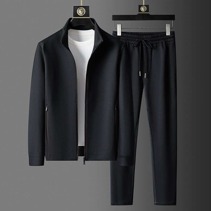 Herren Strukturierter Trainingsanzug-Set - Reißverschlussjacke & Jogginghose