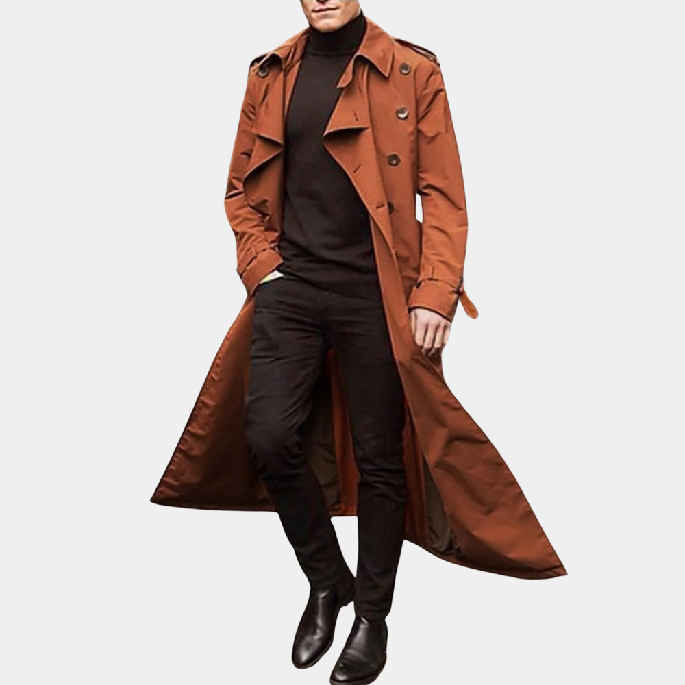 Herren Zeitloser Trenchcoat - Stilvoller Langer Schnitt