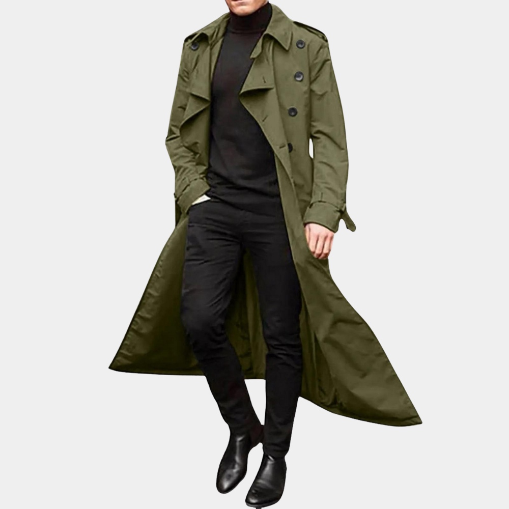 Herren Zeitloser Trenchcoat - Stilvoller Langer Schnitt