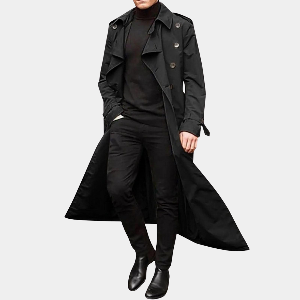 Herren Zeitloser Trenchcoat - Stilvoller Langer Schnitt