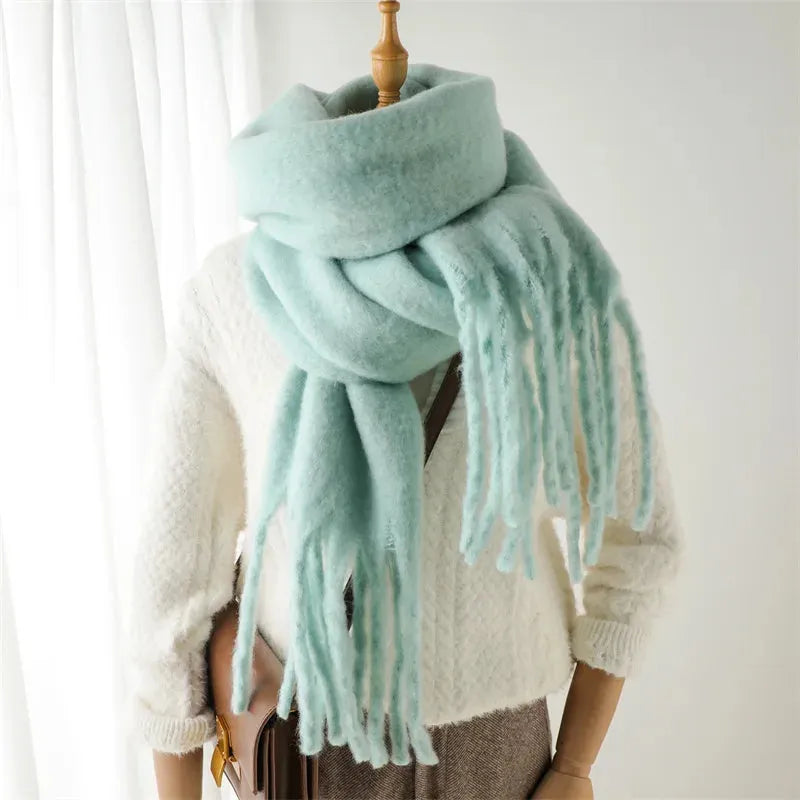 Damen Winterschal - Oversized mit Fransenbesatz