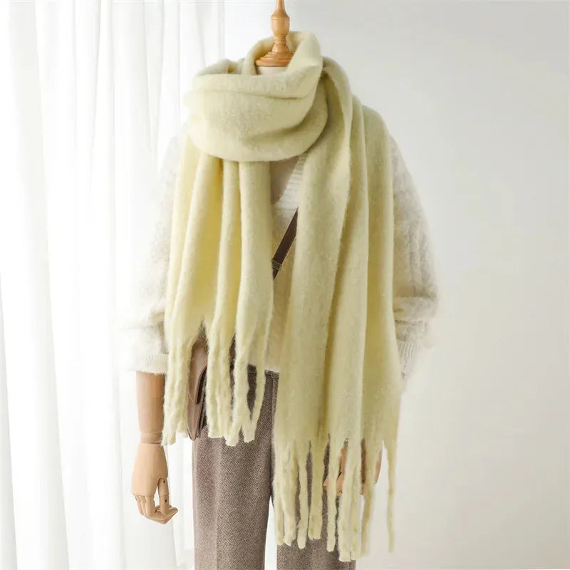 Damen Winterschal - Oversized mit Fransenbesatz