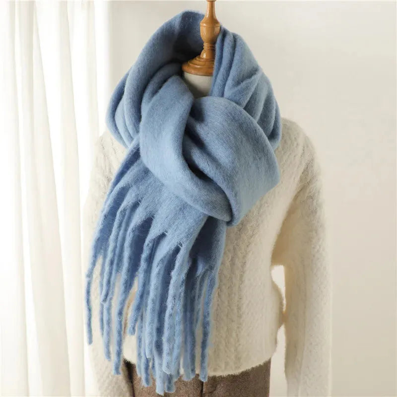 Damen Winterschal - Oversized mit Fransenbesatz