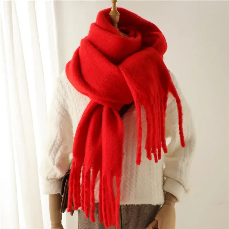Damen Winterschal - Oversized mit Fransenbesatz