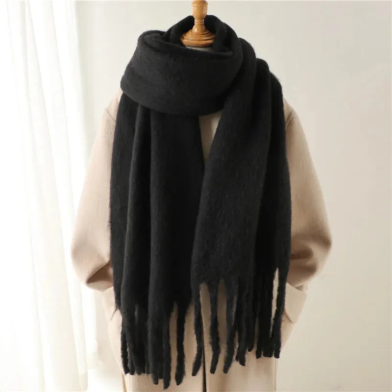 Damen Winterschal - Oversized mit Fransenbesatz