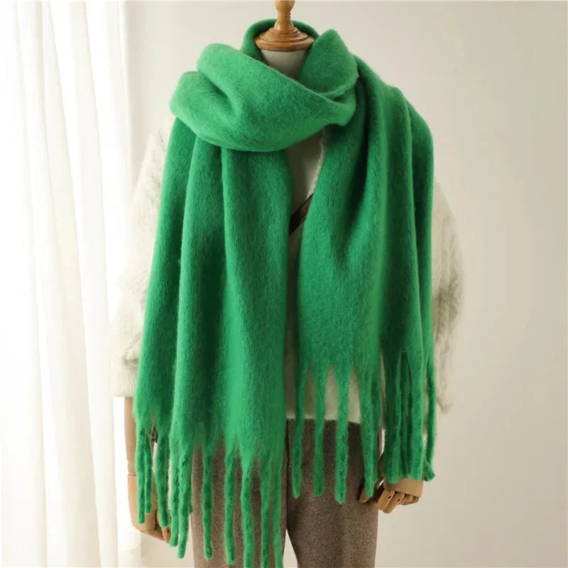 Damen Winterschal - Oversized mit Fransenbesatz