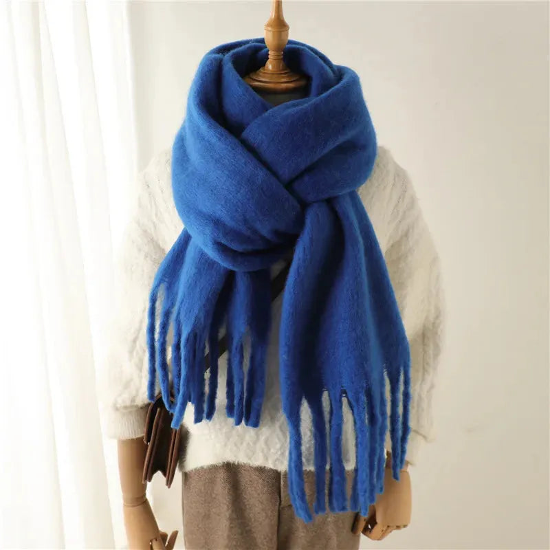 Damen Winterschal - Oversized mit Fransenbesatz