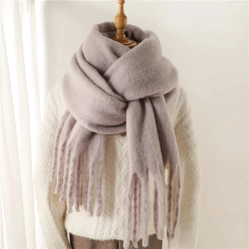 Damen Winterschal - Oversized mit Fransenbesatz